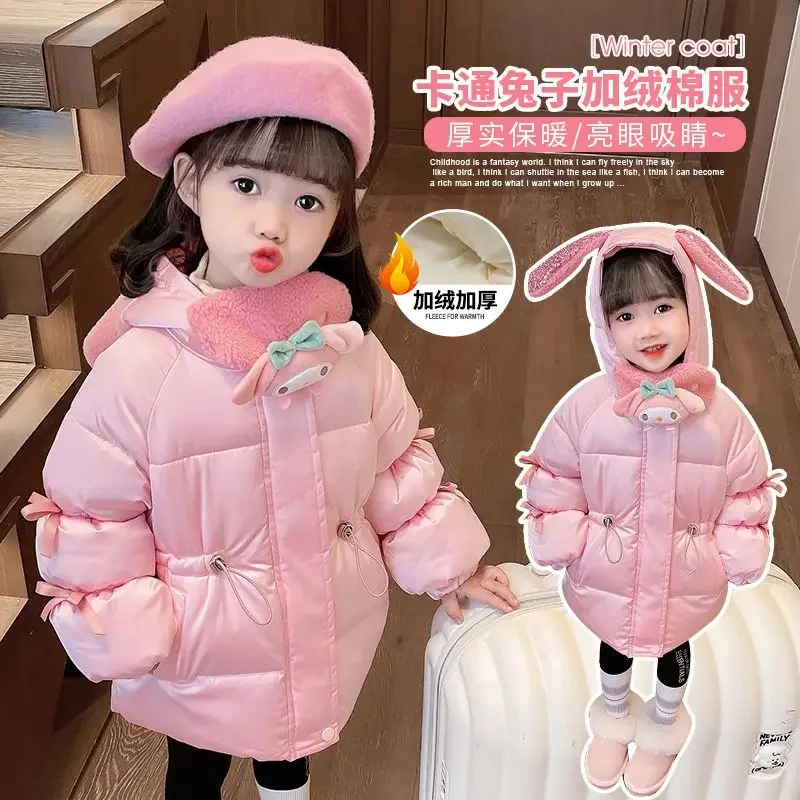 

Girly Heart Kawaii Anime MINISO Thick Padded Coat Winter Cute Kuromi My Melody Cartoon Warm Jacket Clothing Gifts for Girls