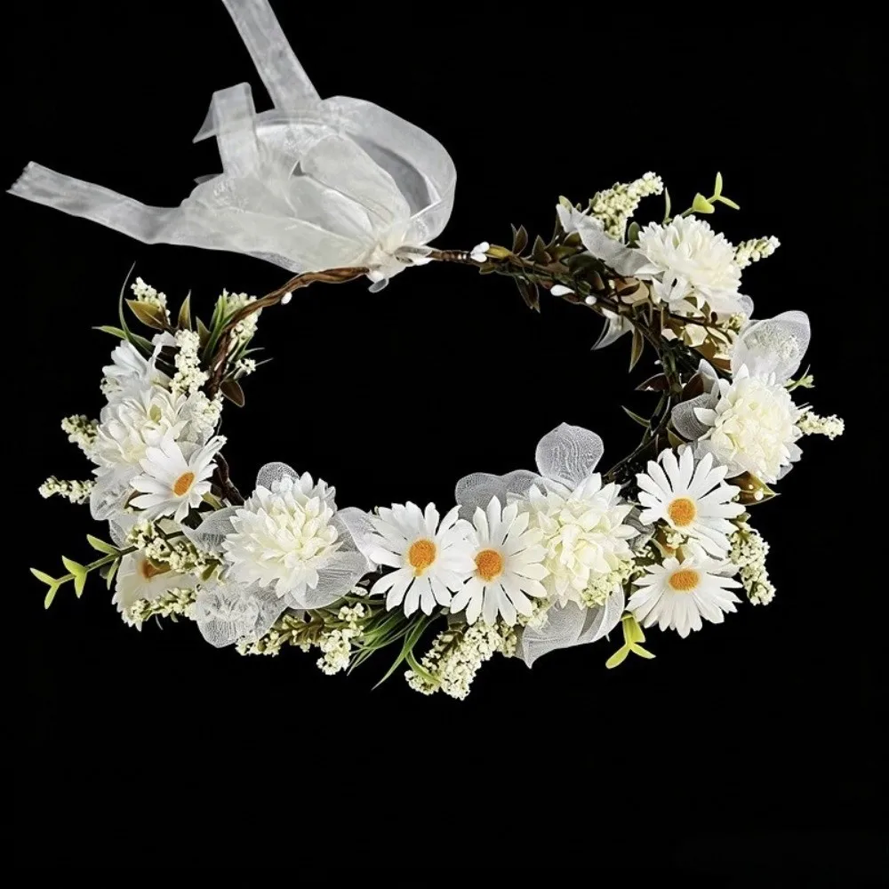 Fashion Simulated Flower Floral Headband Boho Style Korean Style Wedding Headpiece Garland Hair Accessories Flower Crown Girl
