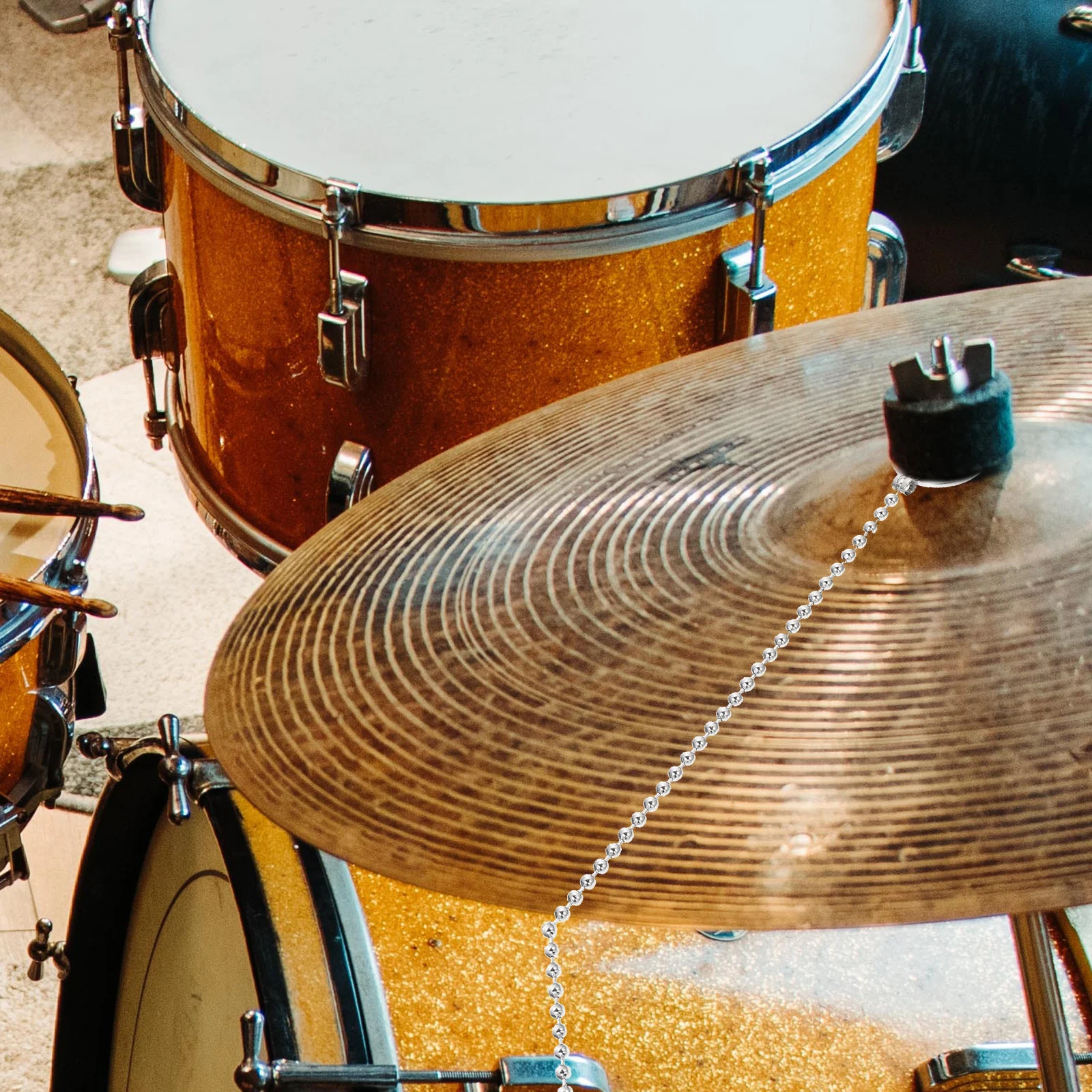 

Cymbal Chain Professional Accessories for Jazz Drum Set Silver Color Cymbal Extension Chain Long Sound Effect