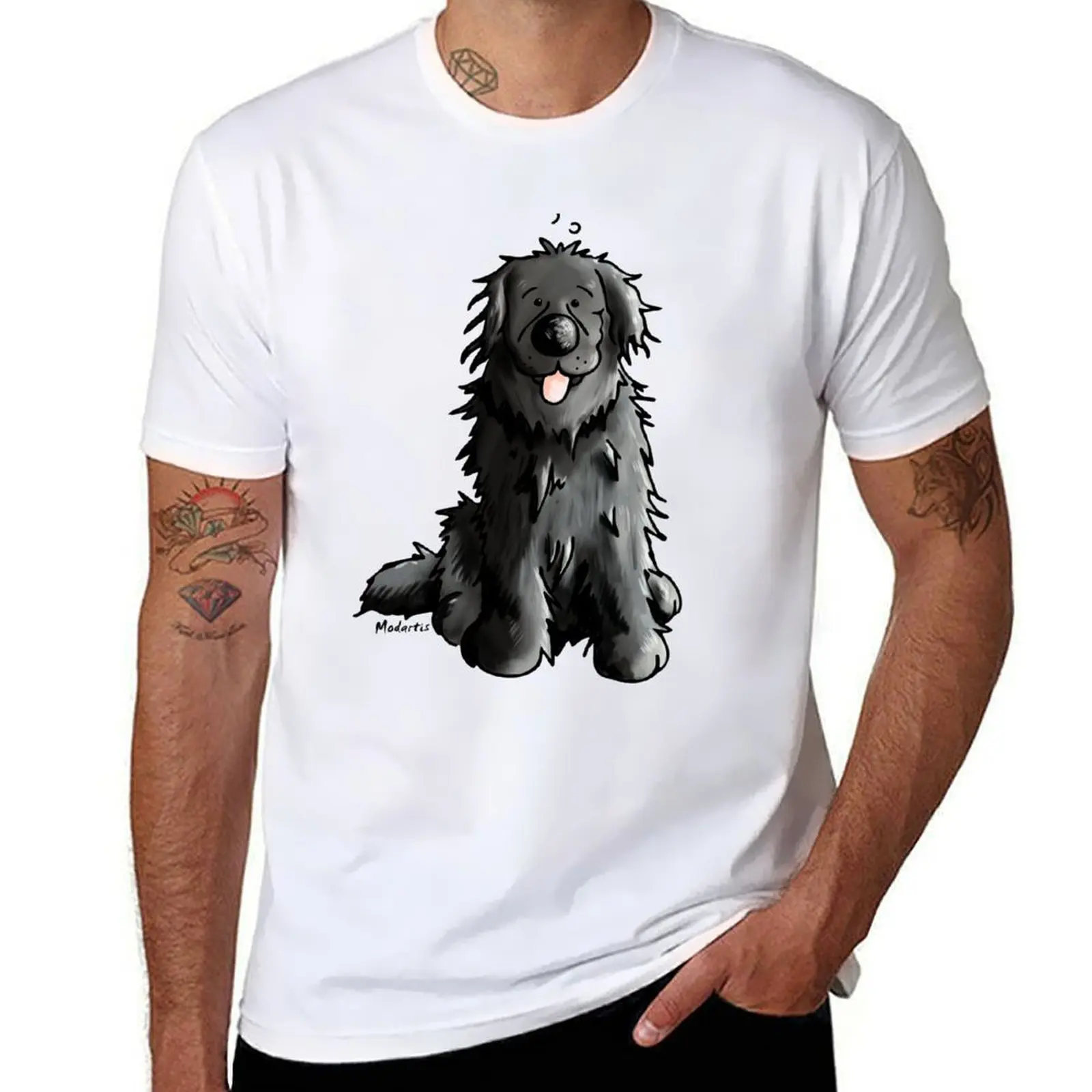 

man man t vintage t shirt Cartoon graphic heavy Black man shirt T-Shirt shirts for graphic t Dog Newfoundland cotton