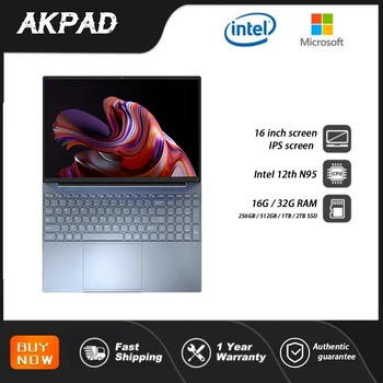 AKPAD 인텔 게임용 노트북, 비즈니스 오피스 노트북 PC 백라이트, 16 인치 1920x1200 IPS 알더 Lake-N95, 16G + 1TB, 윈도우 10 11 