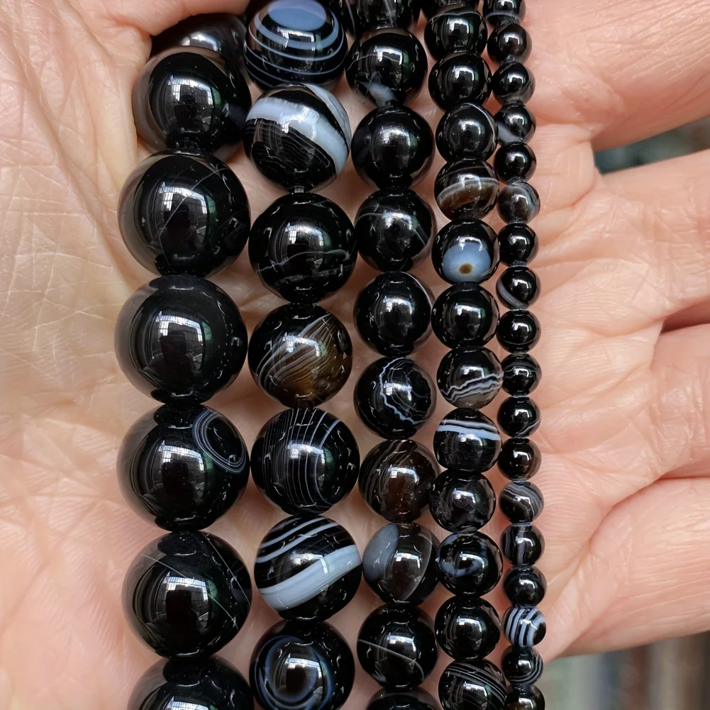 Natural Dreamy Stripe Agate Stone Beads Round Loose Beads for Jewelry Making DIY Bracelet Necklace Handmade Accessories 4-12mm