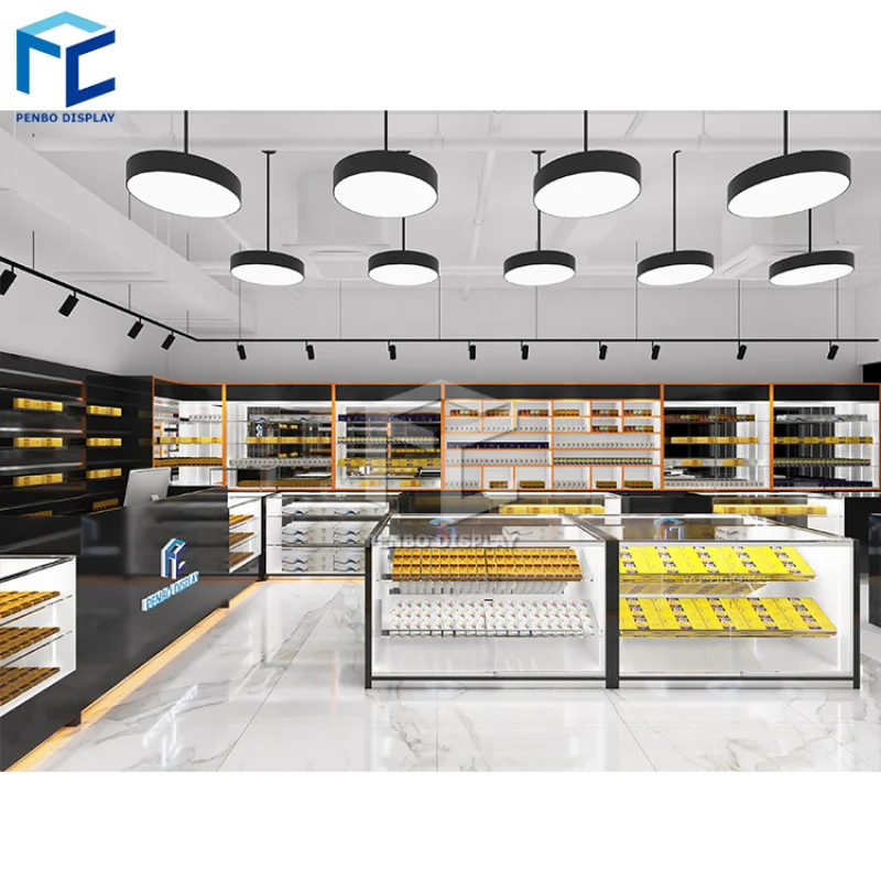 2025customized.High Quality Wood Shop Cabinet Cigarettes Display Racks Showcase Customized Counter Cigar S