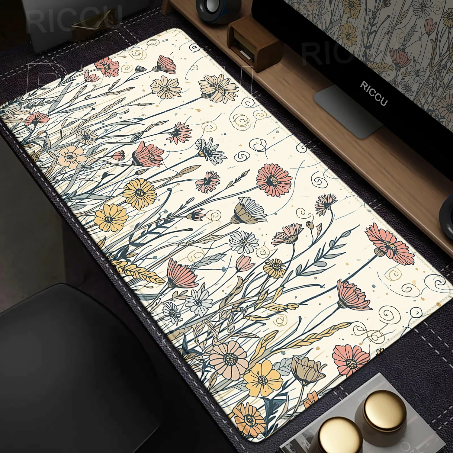 

Vintage Green Flower Grass Aesthetics Mousepad Rubber XXL Anime Gaming Mouse Pad Keyboard Mousemat DeskMat PC Accessories Carpet