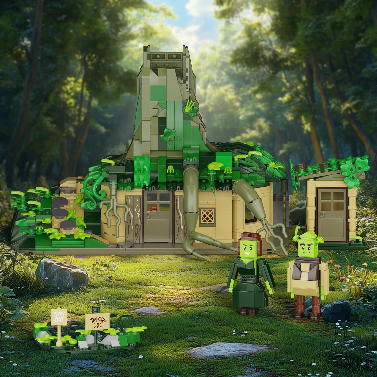 MOC Shrek'sed Swamp Scene Village Treehouse Building Block Monsters Home Action Figures Brickheadz Bricks Toy Xmas Gift