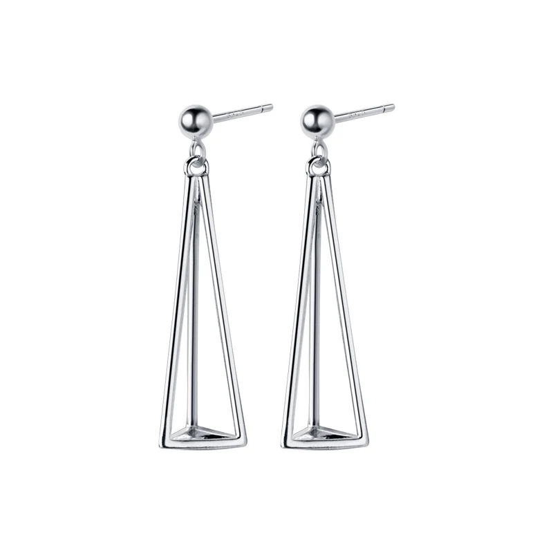 Modian Unique Design Romantic 3D Triangle Drop Earrings for Women Charm Real 925 Sterling Silver Statement Jewelry Gifts