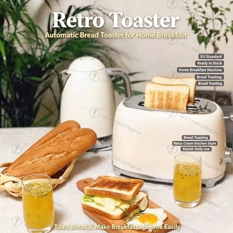 EU Plug Retro Toaster Automatic Breakfast Machine Household Bread Toast Maker For Home Kitchen Use