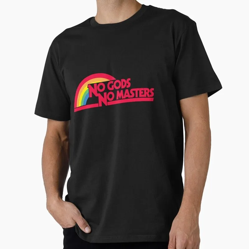 No Gods No Masters Anarchy Symbol Graphic T‑Shirt Anarchist Slogan Punk Rock Rebellion Tops Cotton Short Sleeve Unisex Tees