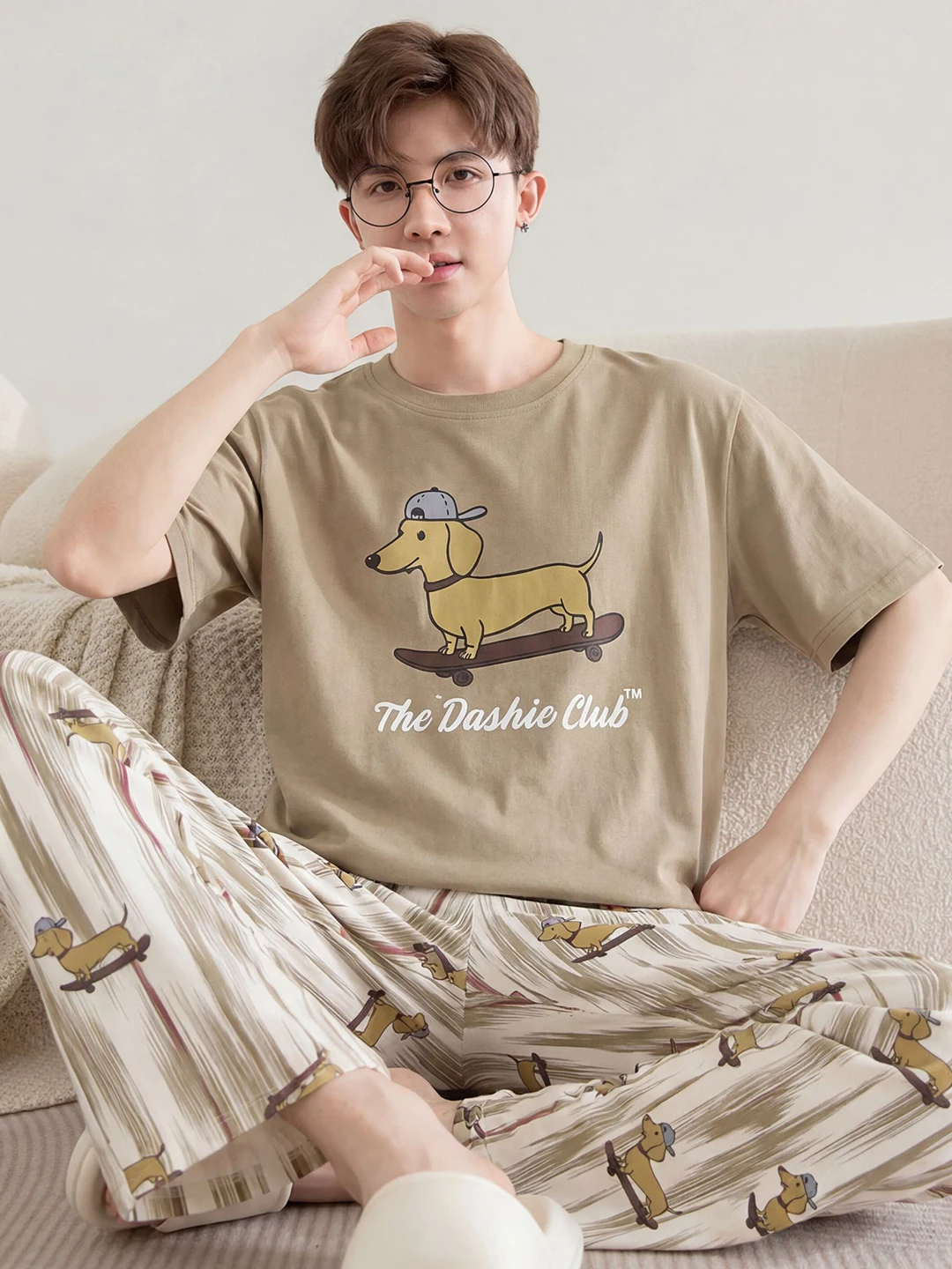 pyjama-en-pur-coton-pour-homme-ete-fin-manches-courtes-pantalon-long-nouvelle-collection-ete-2026-pour-grands-enfants-garcons-collegiens-100-coton
