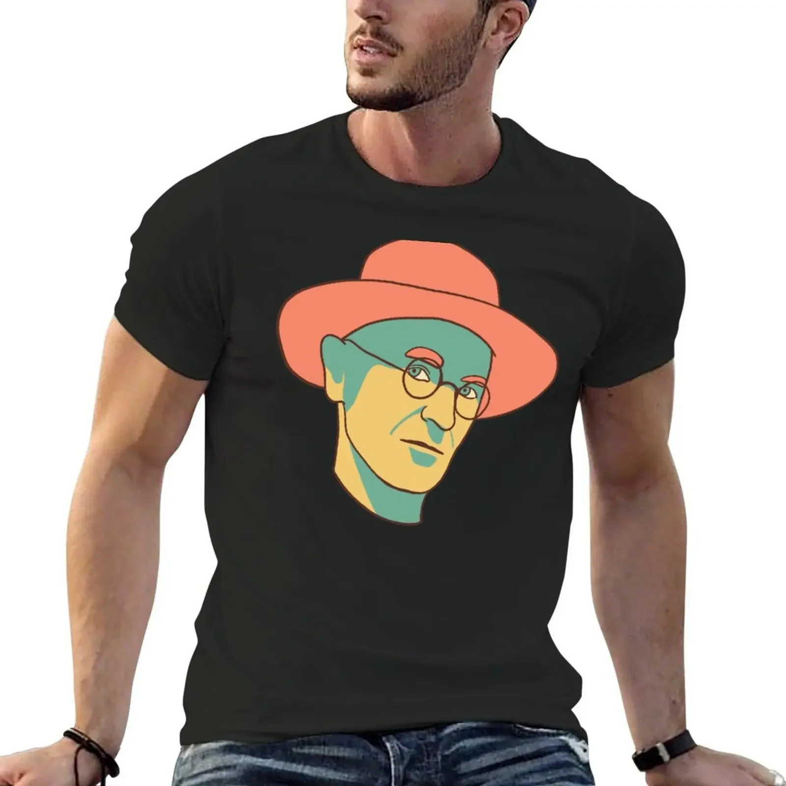 New Hermann Hesse Portr?t In Vintage Farben T-Shirt summer tops Aesthetic clothing tees workout shirts for men