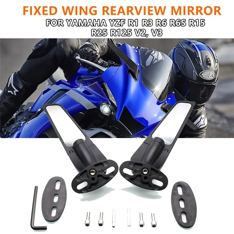 

Motorcycle Stealth Winglet Mirrors Side Adjustable Rotating Rearview Mirror For Yamaha YZF R1 R3 R6 R6S R15 R25 R125 V2 V3