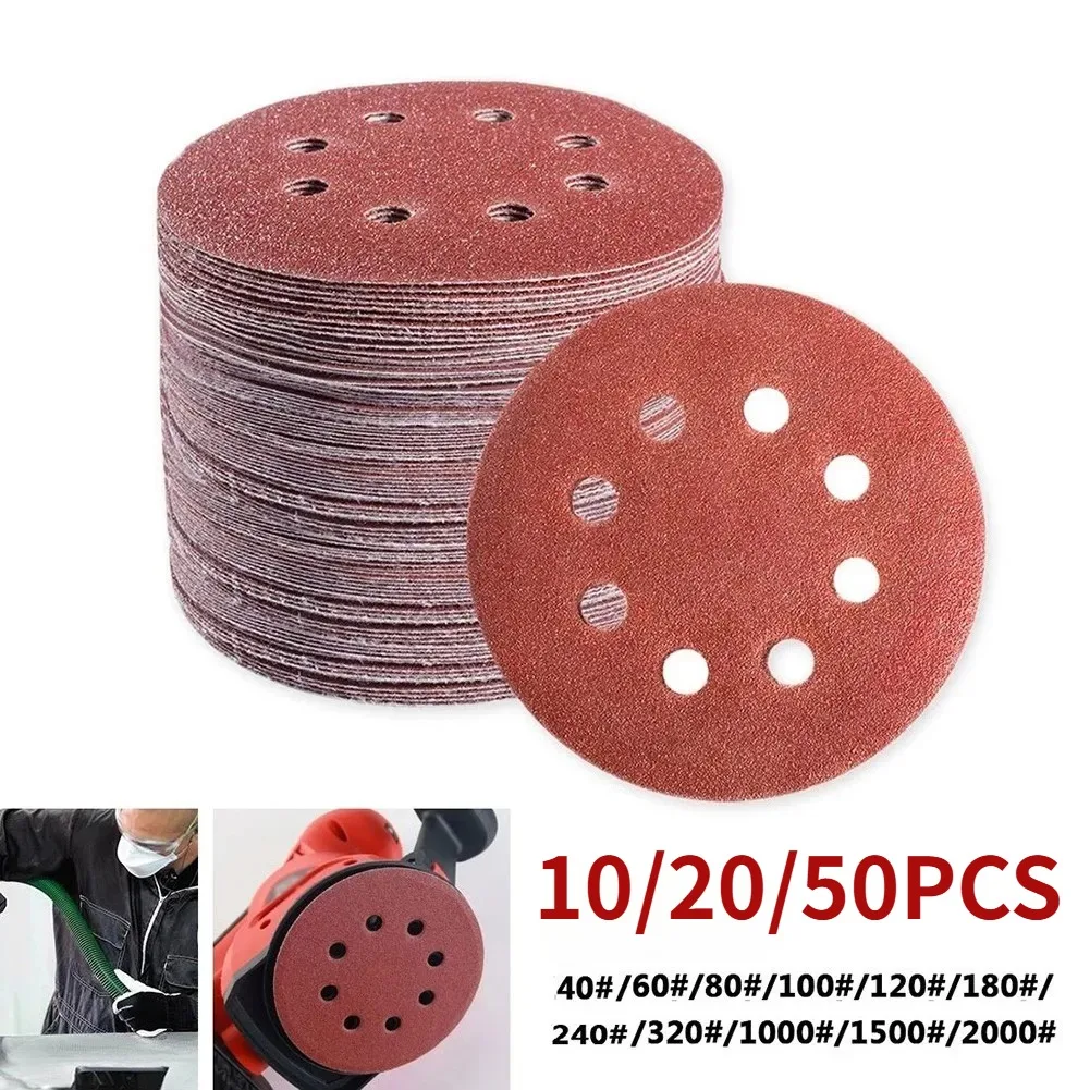 8 Hole 125mm Sandpaper Woodworking Metal Grinding Disc Abrasive Polishing Tool 40/1000/2000/3000 Grit Sanding Discs