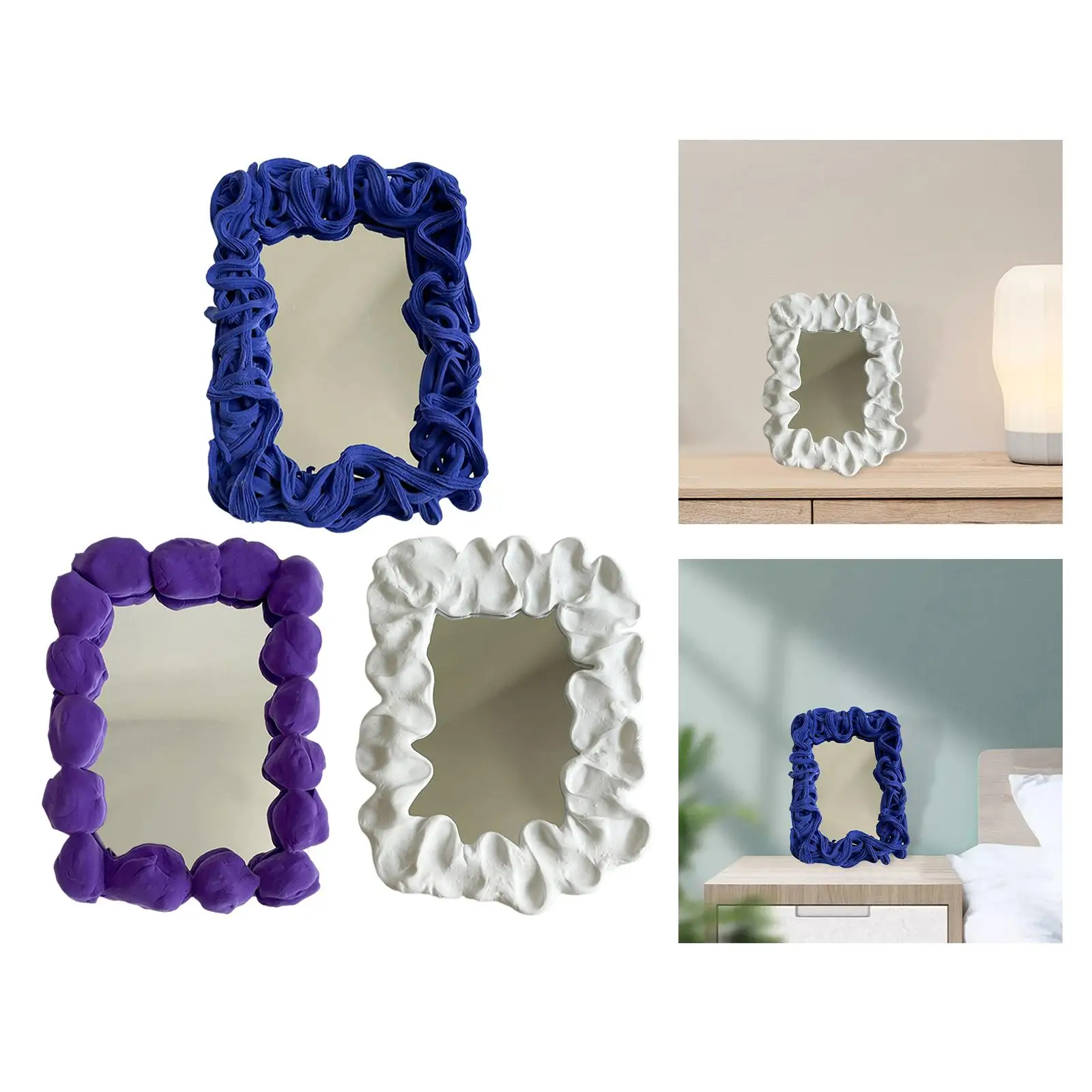 

Makeup Mirror Makeup Acrylic Cosmetic Multicolour Tabletop Crafts Cute Frame Acrylic Clay Mirror Irregular Mirror for Desktop