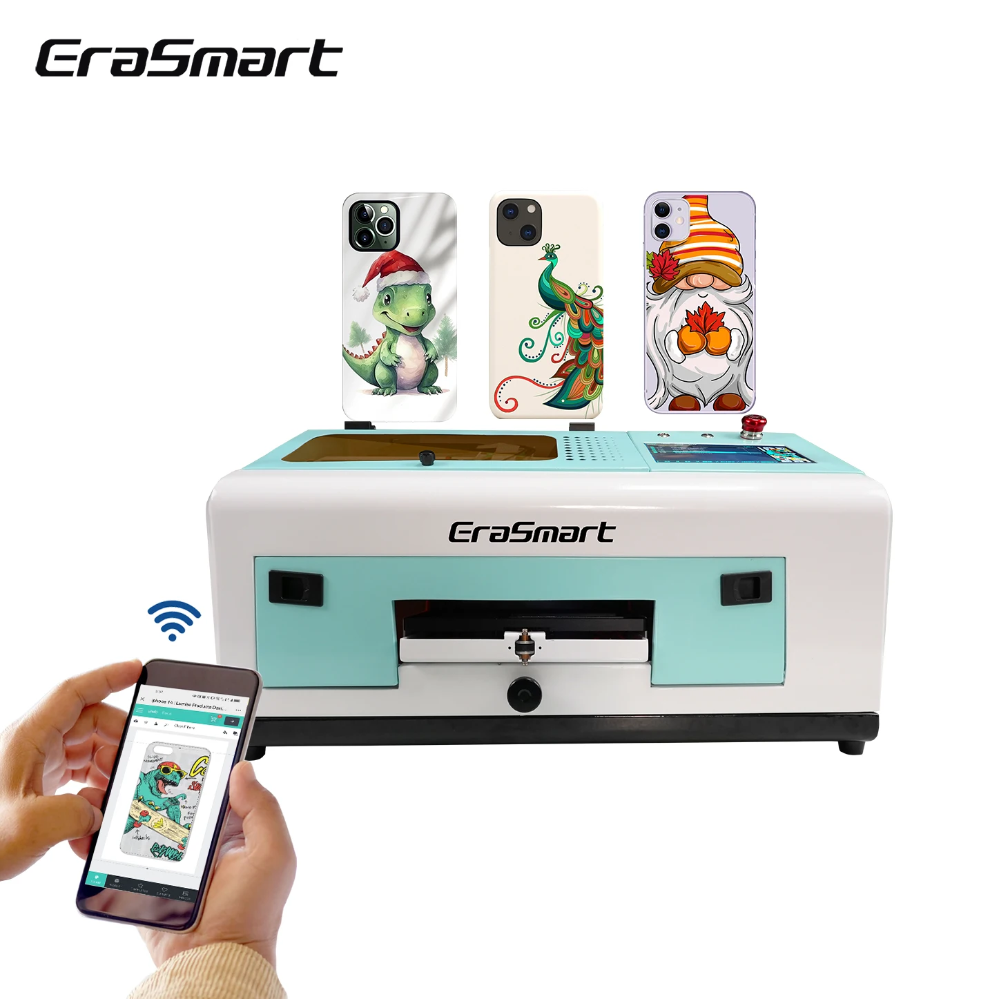 EraSmart Digital Small Desktop Cloud Inkjet UV Printer Flat Bed Printing Machine APP WIFI Wireless Phone Case Printer