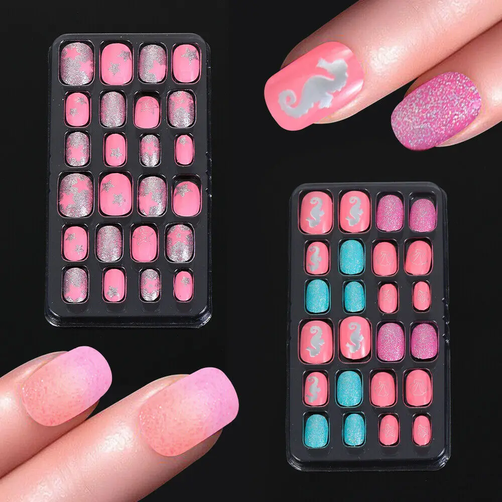 

24pcs Self Adhesive Press On Candy Color Fake Nails Manicure Tips Nail Art False Nails