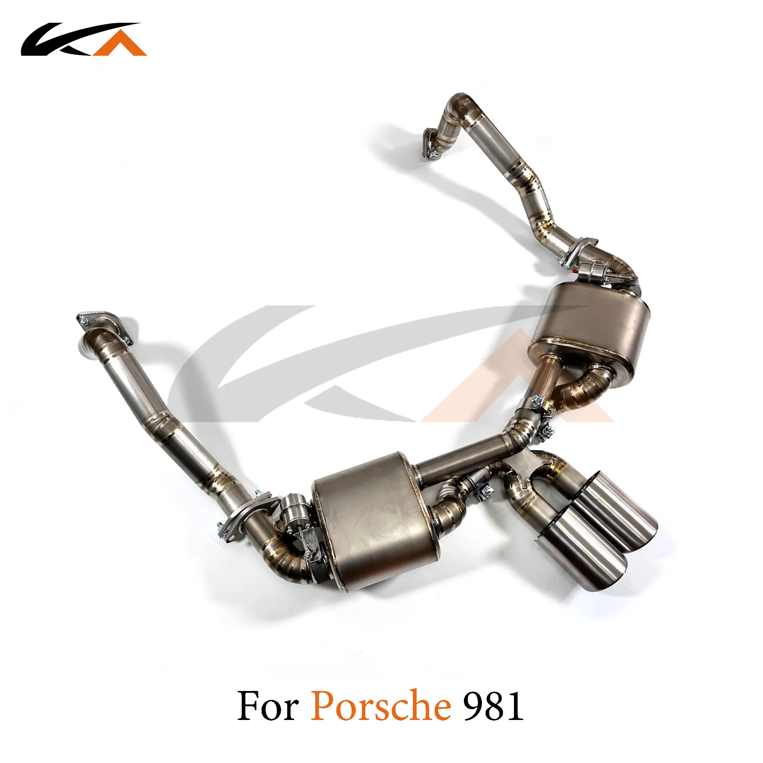 

KA Tuning exhaust titanium catback for porsche 981 muffler with valve tips and x-pipe tips sport sounds