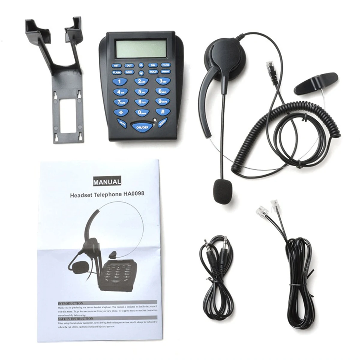 Call Center Telephone Dialpad Corded Telephone with Noise Cancelling Monaural Headset Clear Voice Quality Caller ID Redial