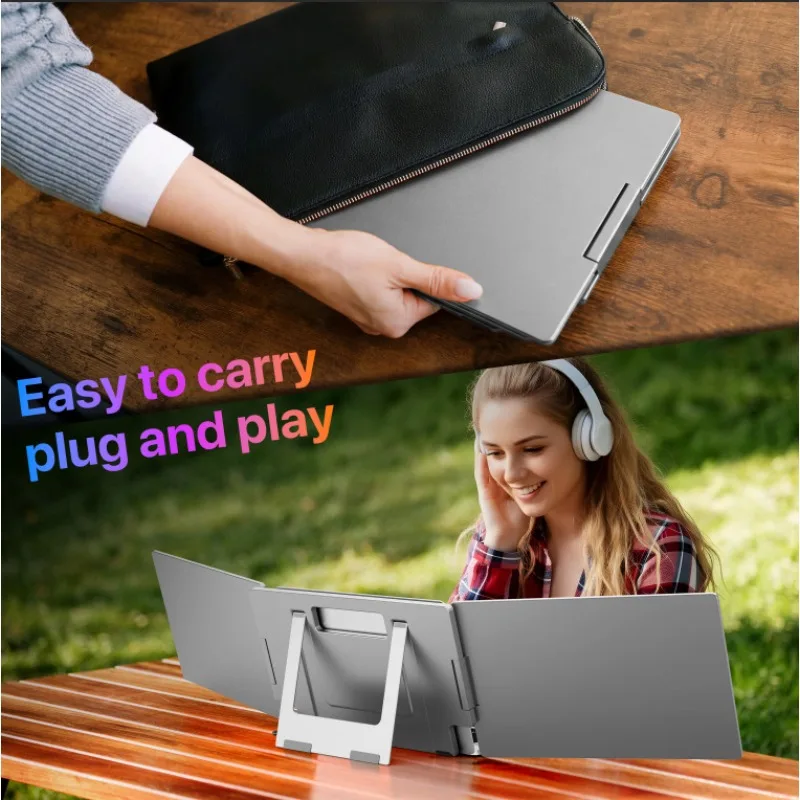 dual-screen portable folding monitor, notebook external split-screen, e-sports office dual-screen expansion screen