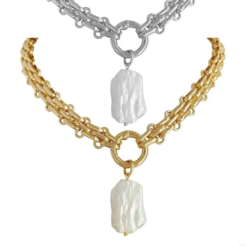 

N0HE Vintage Styles Choker Chain Necklace Featuring Freshwater Pearls Pendant