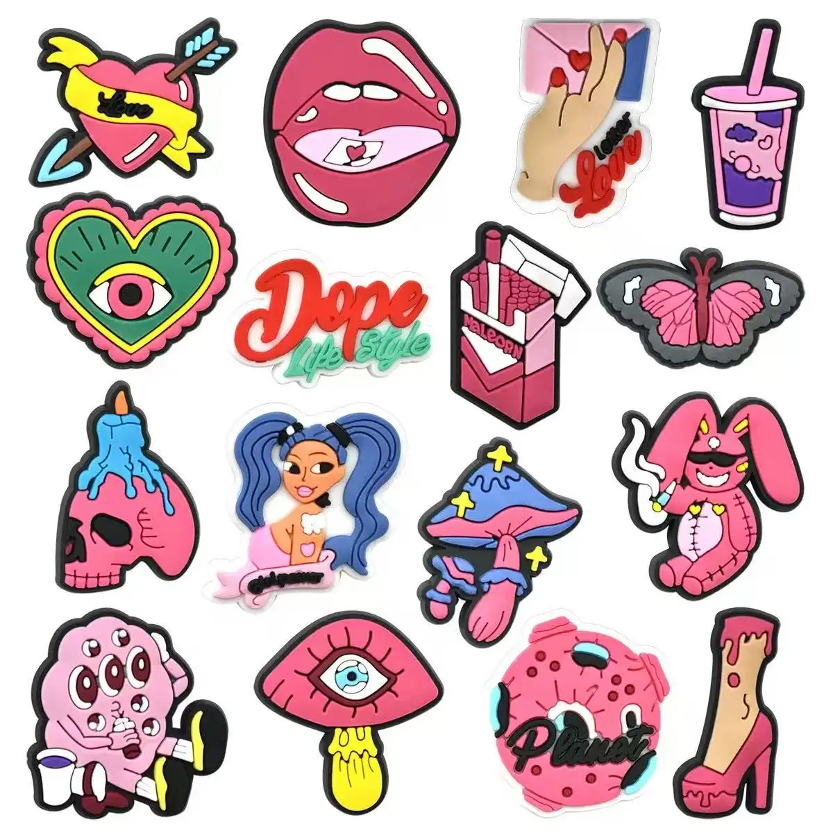 16-80pcs Breloques de chaussures roses mignonnes Y2K pour sandales, accessoires de décoration de chaussures, épingles à chaussures, excellent cadeau pour hommes et femmes