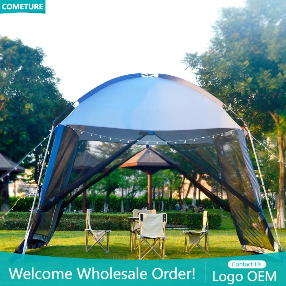 Outdoor Large Camping Tent Canopy 5-8 Person Family Party Travel Hiking Picnic Sun Shelter Awning Anti-mosquito Mesh Protable