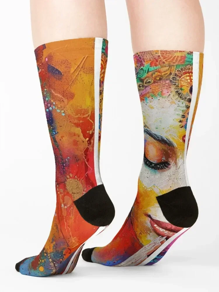 Colorful Illusion Socks Stockings man hiking moving stockings Soccer Socks Ladies Men's