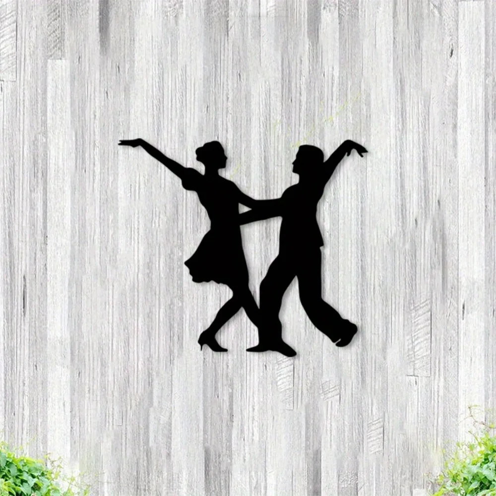 Tango Embrace Metal Wall Art - Romantic Couple Silhouette Sculpture, No Tools Install for Bedroom Wedding Gift