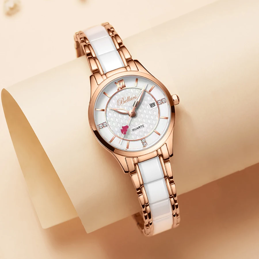 Women's Heart Pointer Round Stainless Steel Quartz Watch