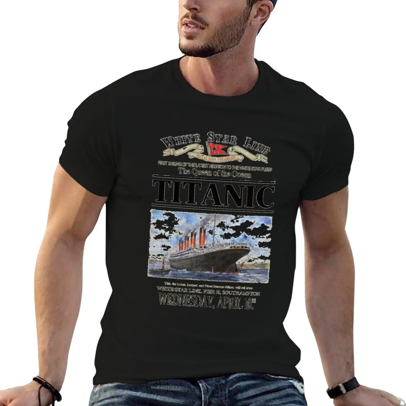 Titanic Sinking Vintage Poster Cruise Ship Atlantic Ocean Voyage T-Shirt Fashion Letter Print T-Shirt