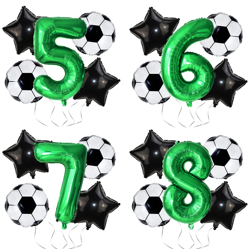 Soccer Number Balloons Set Kids Football Party Decoration Favors Boys Soccer Sports Theme Birthday Party Supplies Trophy Globos