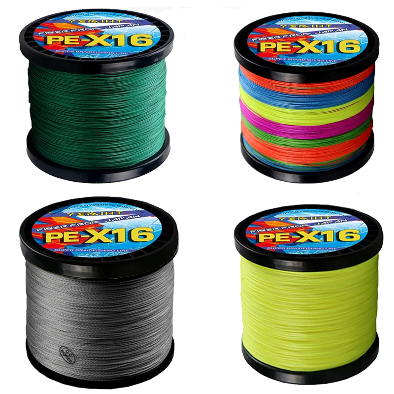 New X16 Braided Fishing Line 300/500M Wear-Resistant 125/140/161/200LB Big Game Multifilament PE Wire for Carp Bass Fishing