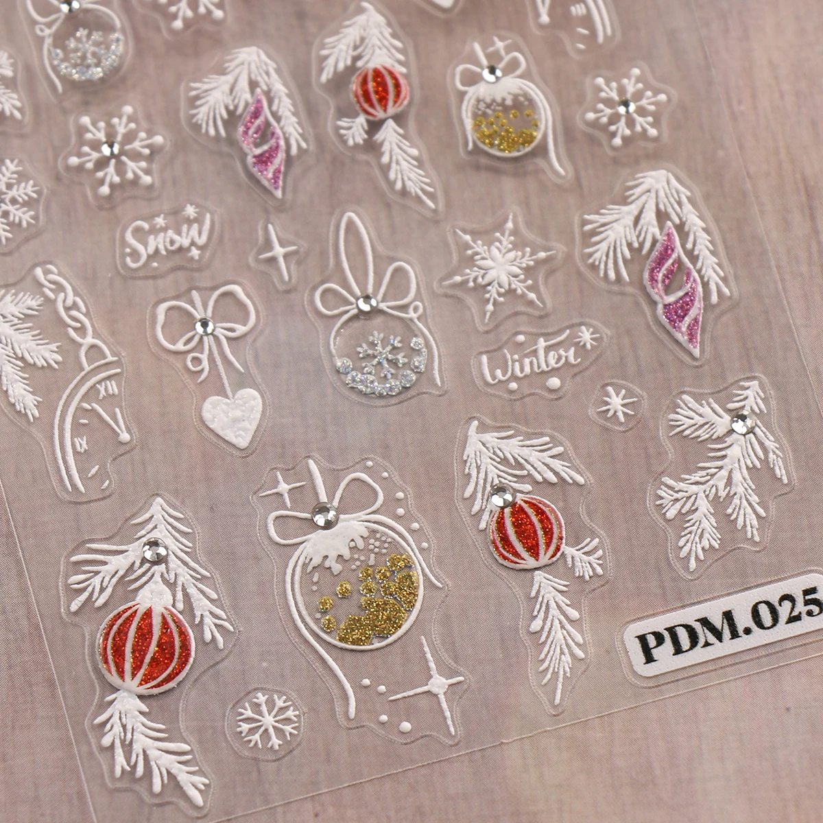 2 Stück Weihnachts-Nagelkunstaufkleber mit Glitzerprägung, einfache Anwendung für Nageldekoration, Heimwerken, Geschenke, Party-Make-up-Styling, Y2K