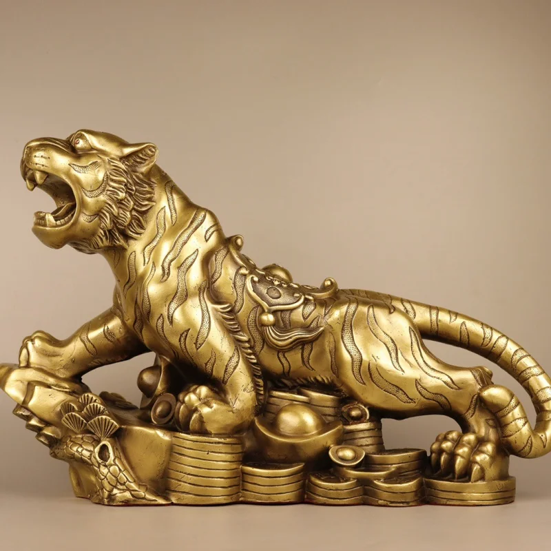 Brass Tiger Ornaments Money Ingot Tiger Wealth Source Tiger Zodiac Tiger Tiger Shengwei Tiger Year Mascot Living Room Crafts