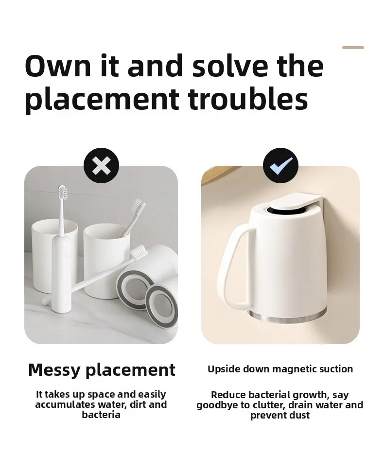Magnetic Toothbrush Cup With Wall Mounted Stainless Steel Holder_voghion.com