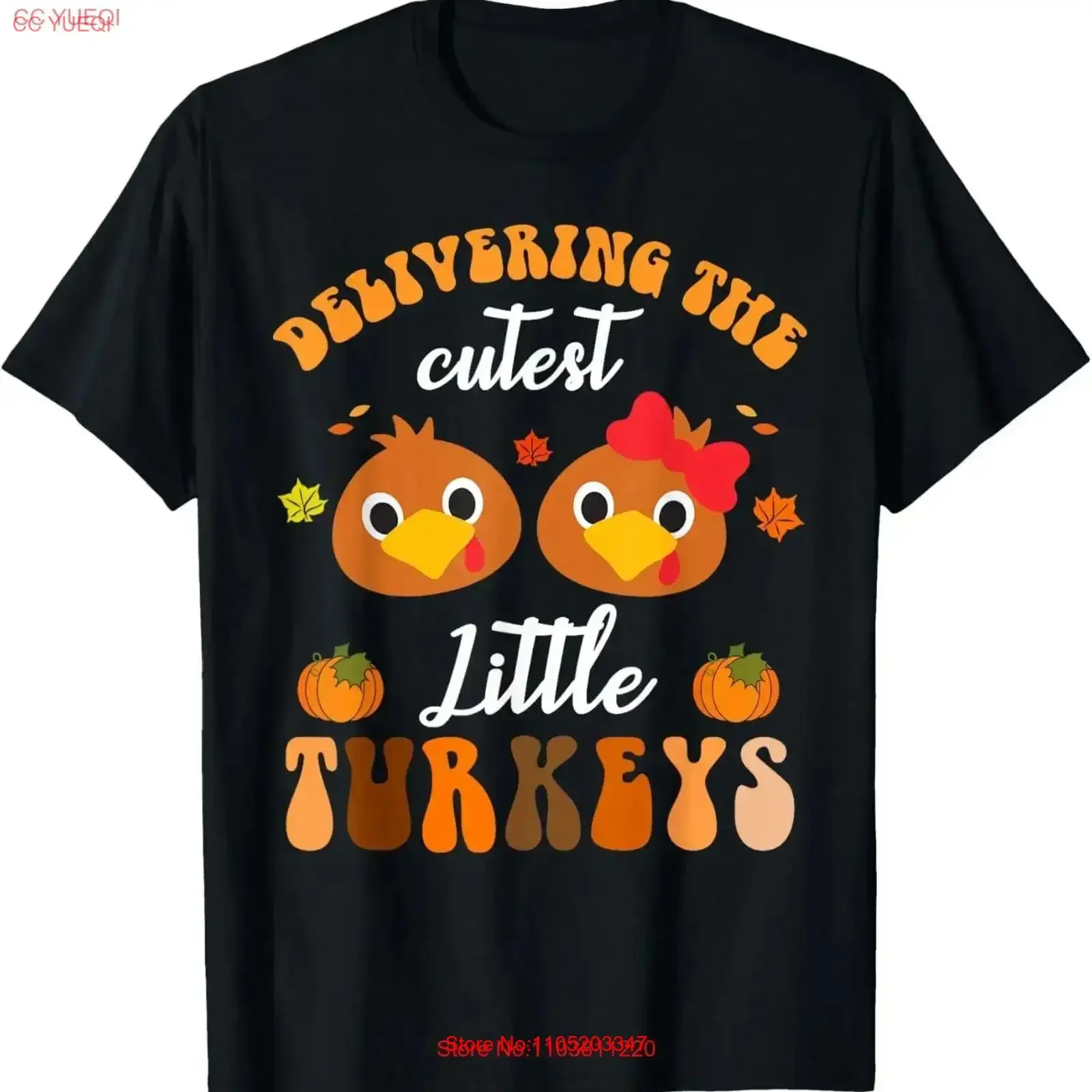 

Delivering The Cutest Turkeys LD Nurse Thanksgiving Fall T Shirt vintage Washed Slightly Top For Everyday Wear Stretched