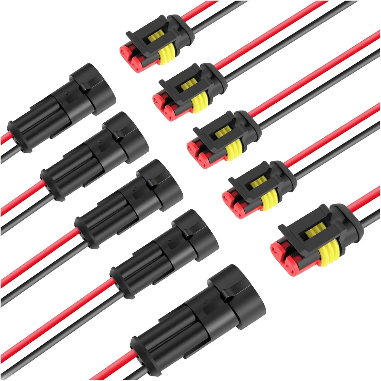 10pcs/5sets 2 Pin Way Connector Waterproof Connectors Male Female Way  Wire For Car Truck Boat Electrical Connector
