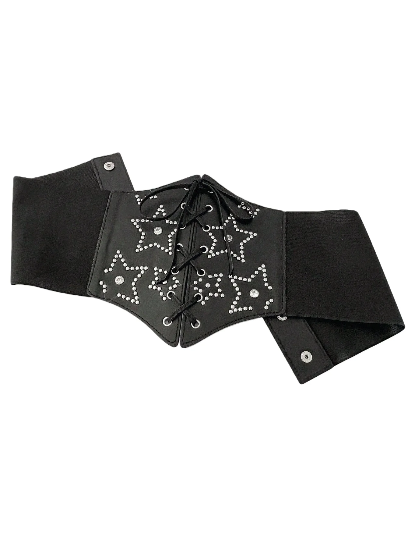 เข็มขัดแฟชั่นผู้หญิง Hershine สีดำประดับดาวห้าแฉก สไตล์ Y2K กอธิค ฮาราจูกุ เครื่องประดับคริสต์มาส คอสเพลย์