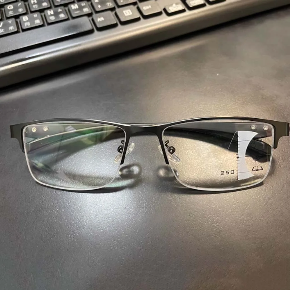 3 Color Transparent Anti Blu-ray Glasses PC Alloy Men Alloy Sunnies Lightweight Plastic Half-frame Business Glasses Elderly