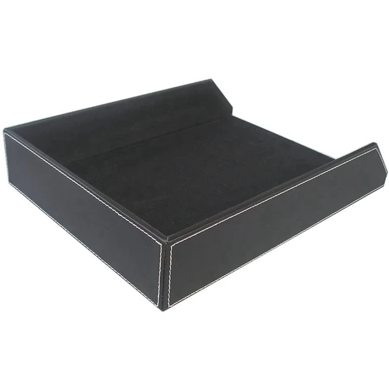 4X PU Leather Collection Letter Tray, Document Desk Organizer,Stackable Office File Document Tray Holder (Black)