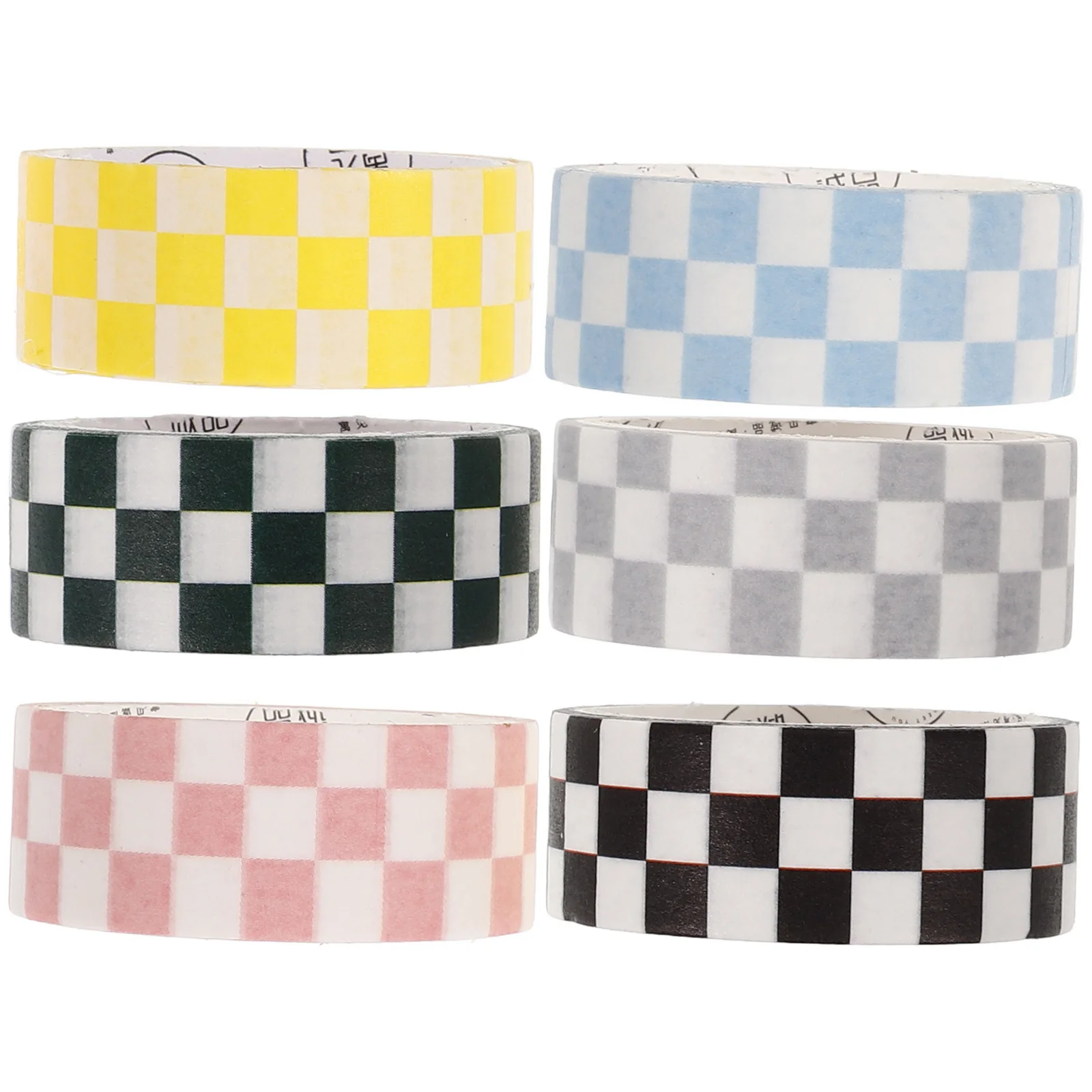 6 Rolls Journal Tape Crafts DIY Paper Lattice Decorative Adhesive Tapes Japanese Scrapbook Checkered