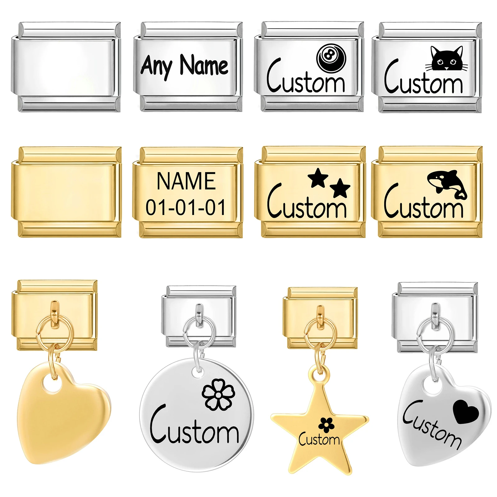 Youvelst-وصلات سحر إيطالية شخصية ، اسم مخصص الصنع ، تاريخ عيد ميلاد ، فولاذ مقاوم للصدأ ، صناعة المجوهرات ، سوار مناسب 9