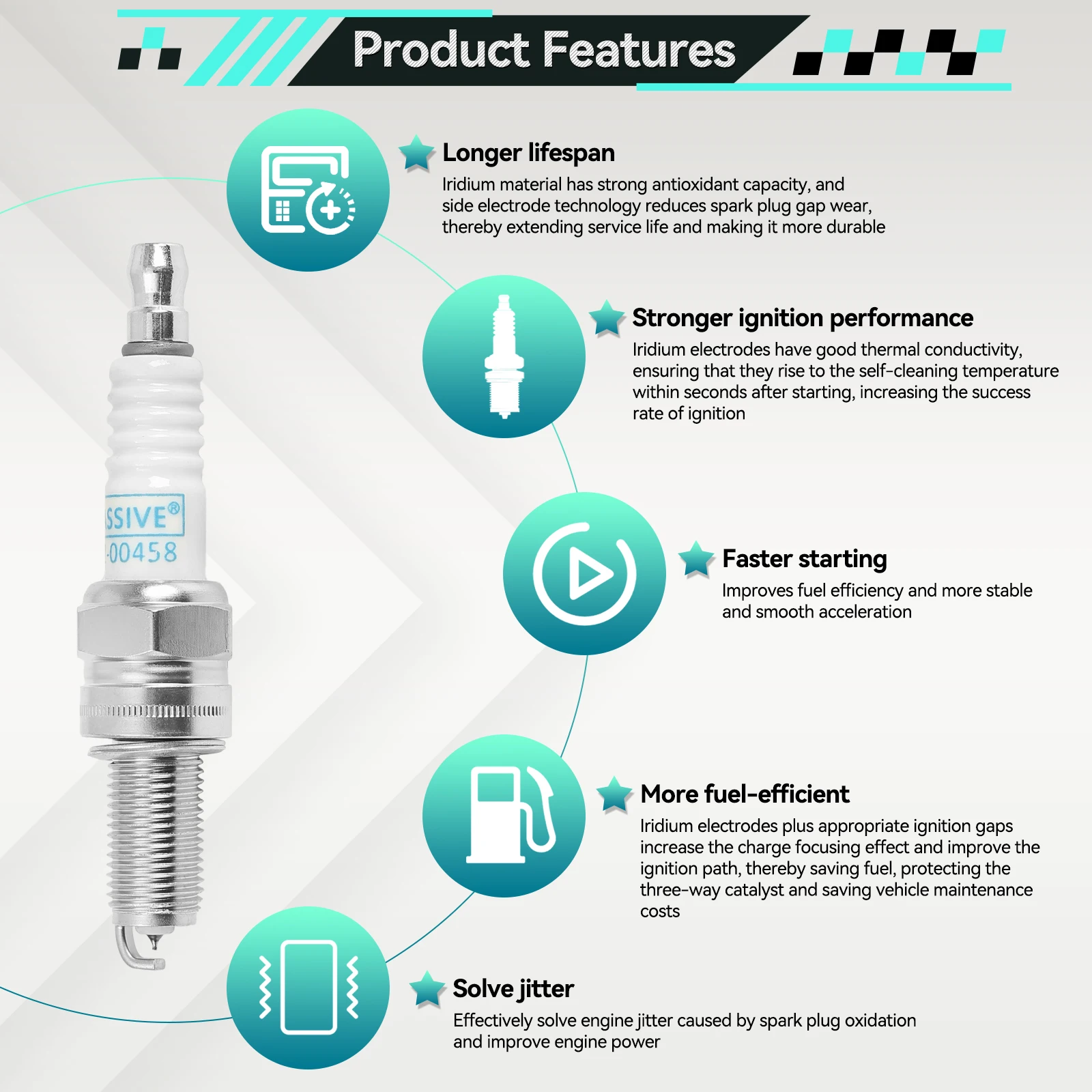 4X Iridium Spark Plugs For Yamaha FZ1 FZR FZS MT-125 TT-R 250 XJ6 600 XJR 400 YP 125 YZF 600 YZF-R1 Gas Gas EC 250 300 Benelli