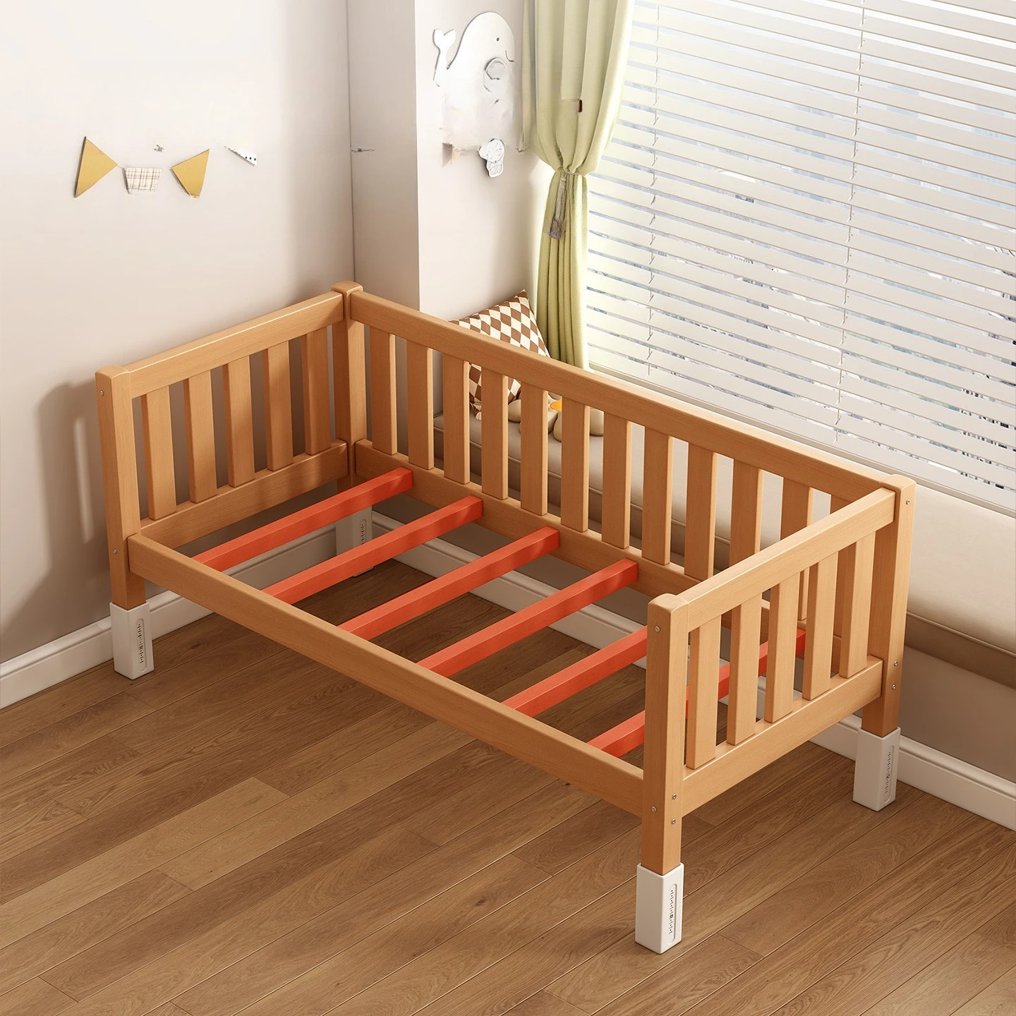 Solid wood children's splicing widened bed baby bed splicing big bed