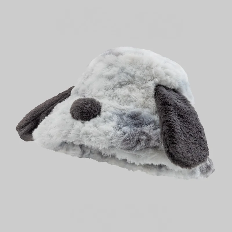 Christmas Kawaii Snoopy Fluffy Bucket Hat for Women Autumn Winter Warm Ear Protection Plush Basin Hat Casual Versatile Outdoor
