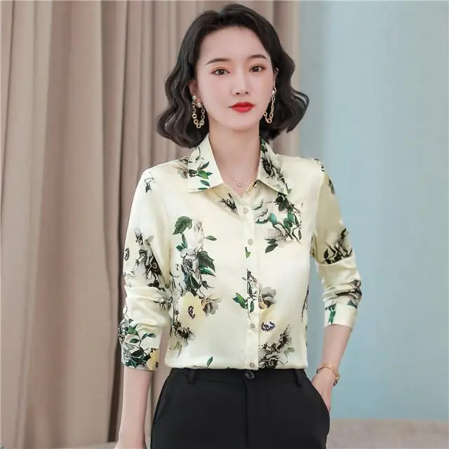 Heavy Duty Real Shirt for Women in Spring New Long Sleeved Professional Print Design Niche Hangzhou Top