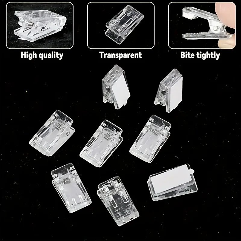 60Pcs Clear Self-Adhesive Wall Clips No Drill Hooks Tapestry Poster Clothing Transparent PP Clips Home Storage Supplies