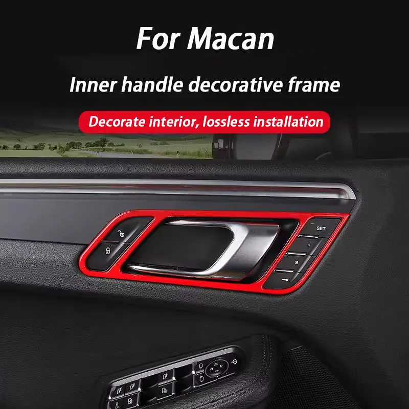 Car Door Handle Frame Cover For Porsche Macan 2014-2022 2023 Sticker Interior Trim RHD LHD Styling Auto Accessories