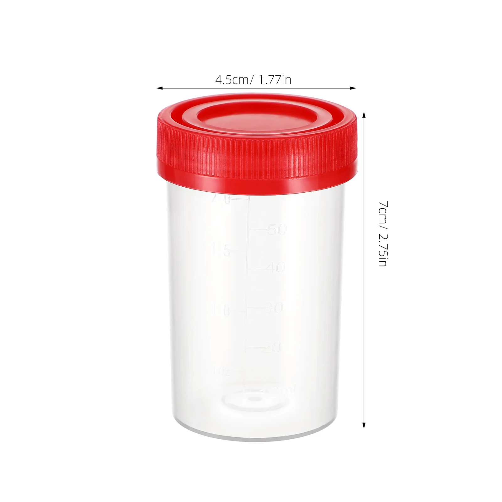 10 Stück 60 ml Urin-Probenbecher, Probentöpfe, Probensammlerbehälter, Messflasche mit Deckel, zufällige Farbe