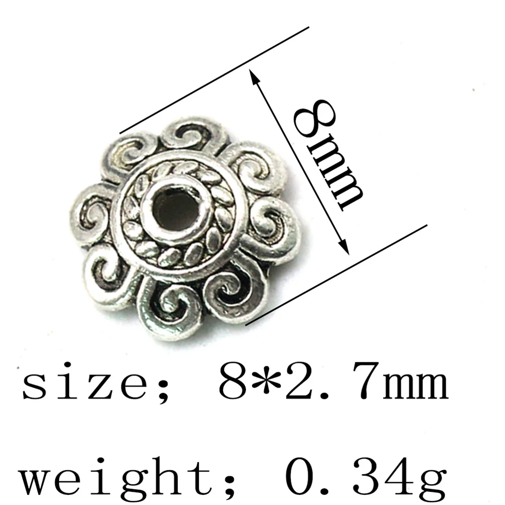 

100pcs Alloy Petal Caps Bead Caps Jewelry Findings For Diy Necklace Bracelet Keychain Charm Making Silver