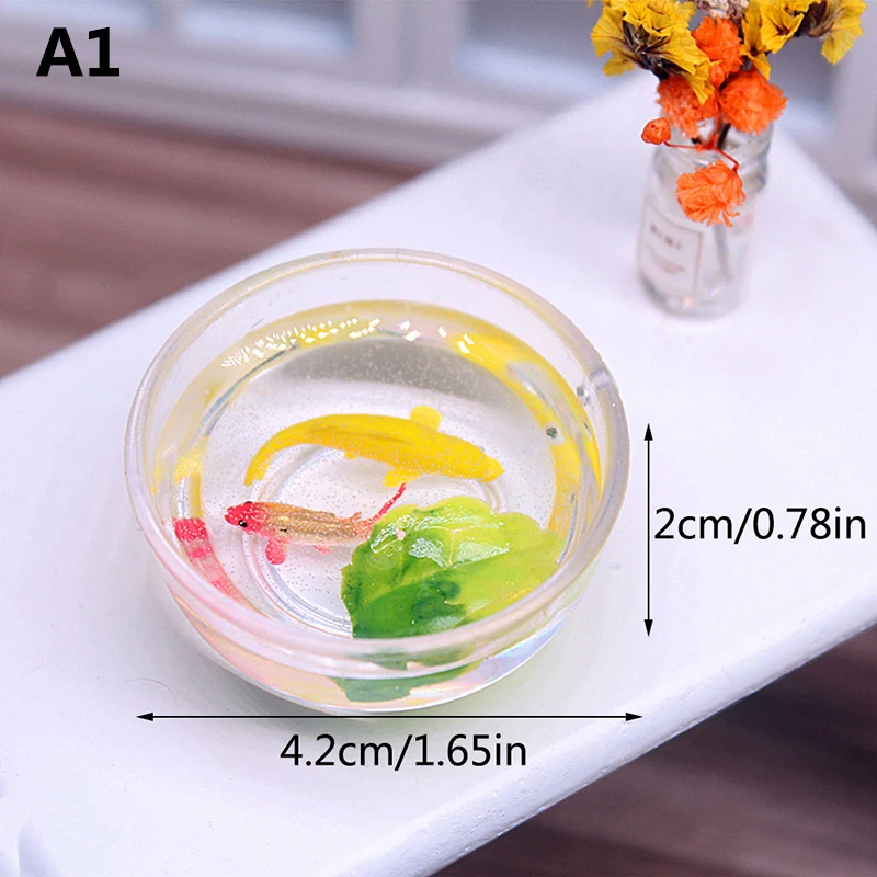 Dollhouse Miniature Glass Fish Tank Bowl Aquarium Doll House Home Ornament Toy For Dollhouse Decals